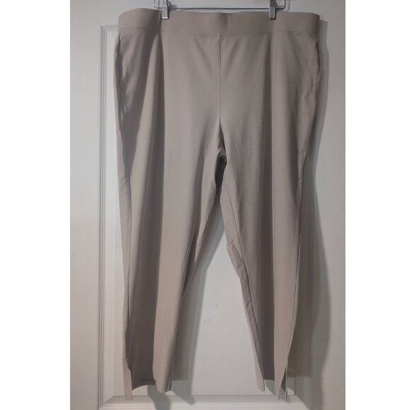 Eileen Fisher | Washable Stretch Crepe Crop with Slits In Wheat - Picture 5 of 10